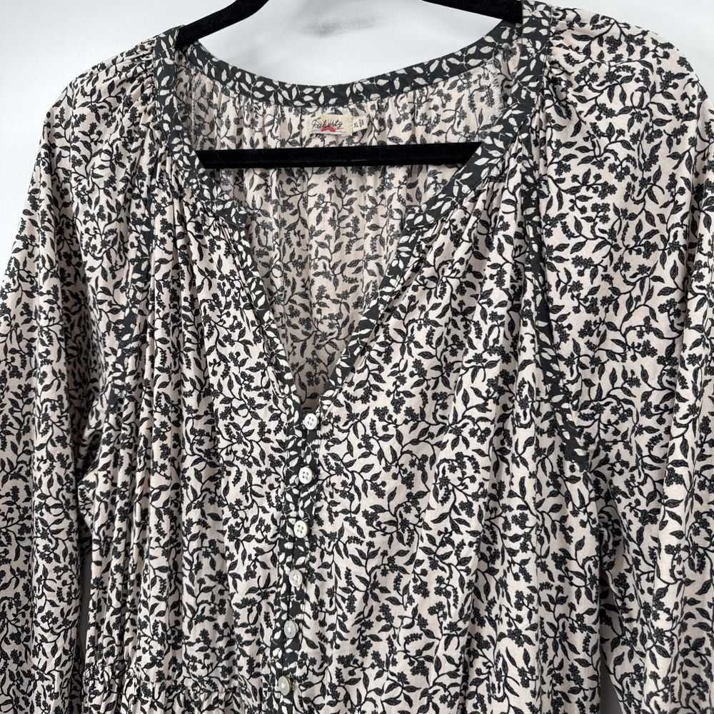 FAHERTY Phoebe Floral Block Print Maxi Dress Size XL Hippie Boho Floral Ruffle - Picture 2 of 11